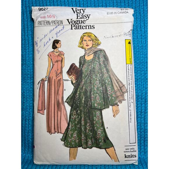 Vogue 9627 pattern dress fit and flare jacket size 16.5 - Picture 1 of 6